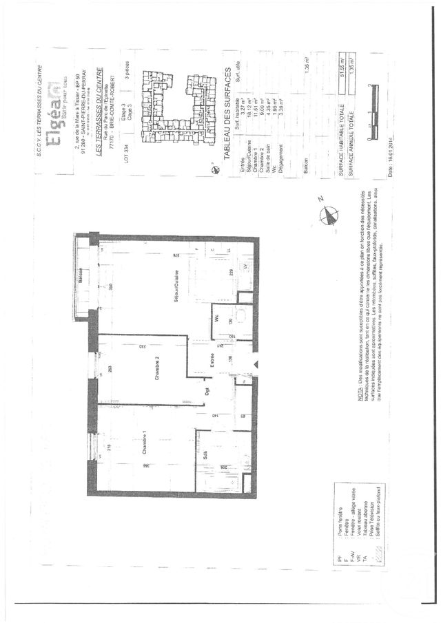 Appartement F3 à louer - 3 pièces - 54.14 m2 - BRIE COMTE ROBERT - 77 - ILE-DE-FRANCE - Century 21 Concept Immobilier